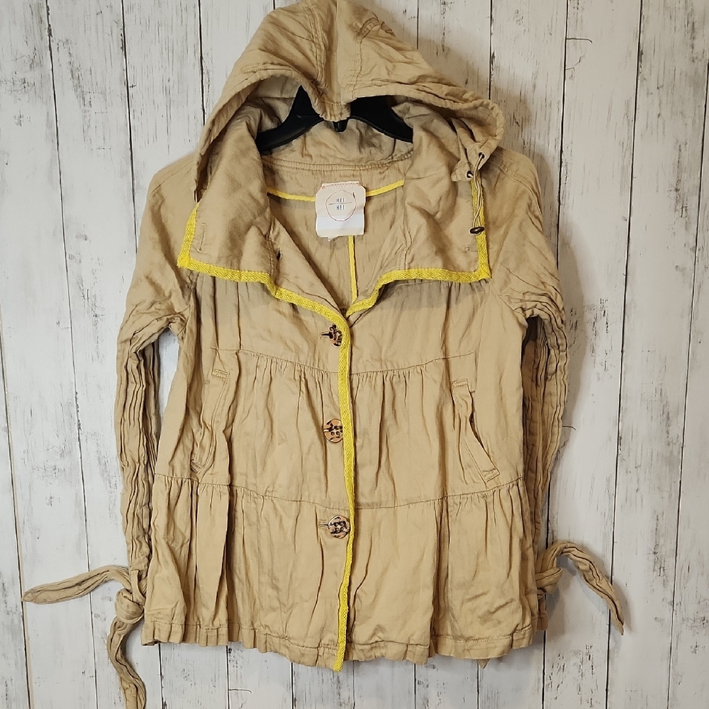 Anthropologie Heihei Tan Hooded Jacket Small